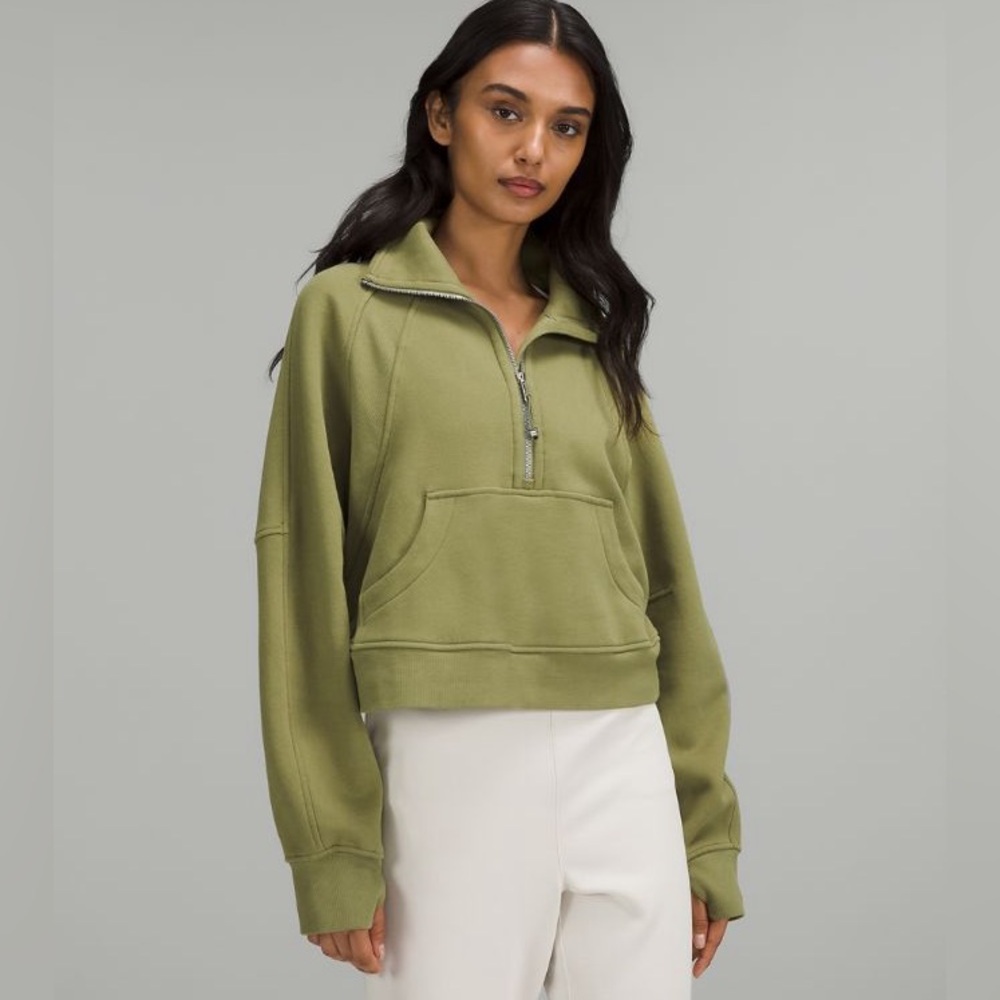 Lululemon |Olive Scuba Funnel Neck Half-Zip Sz M/L